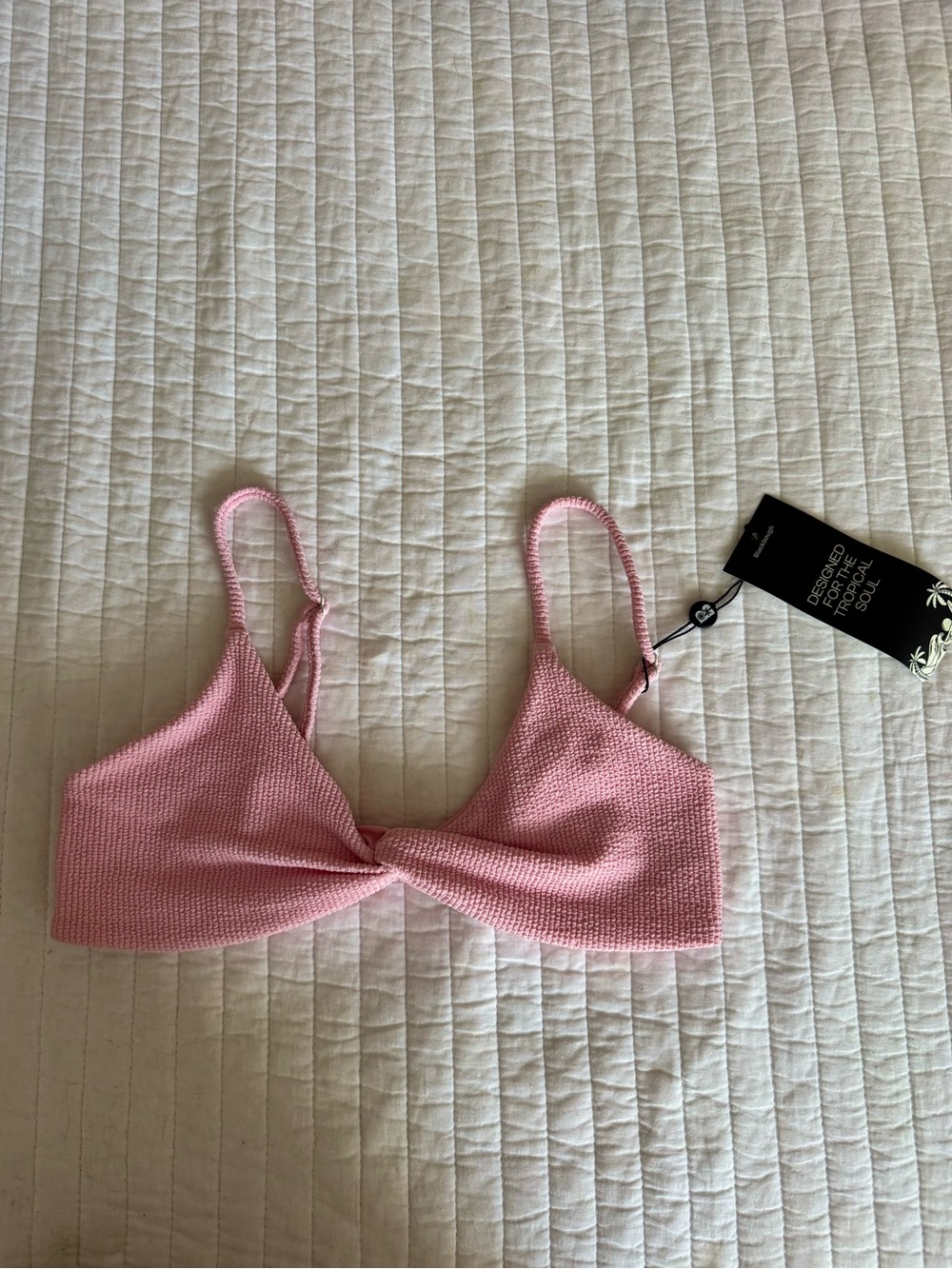 Blackbough Pink Knit Twist Bikini Top